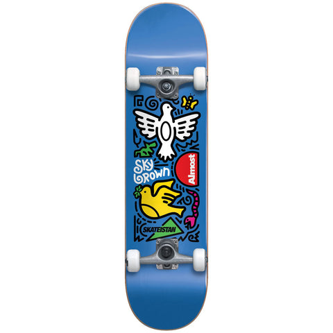 Almost Skateistan Sky Doodle Skateboard Complete 7.5 Blue