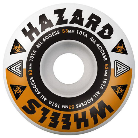 Hazzard Melt Down AA Radial Skateboard Wheels 53mm White / Orange