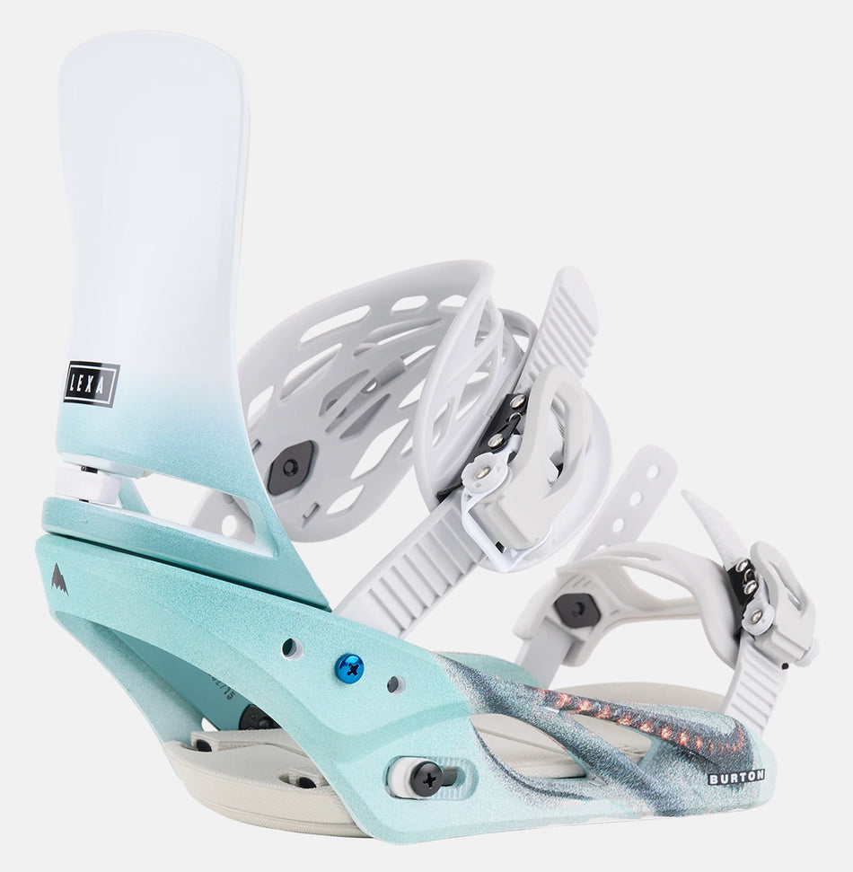 Burton Lexa Snowboard Bindings Womens White / Graphic - Elevation107