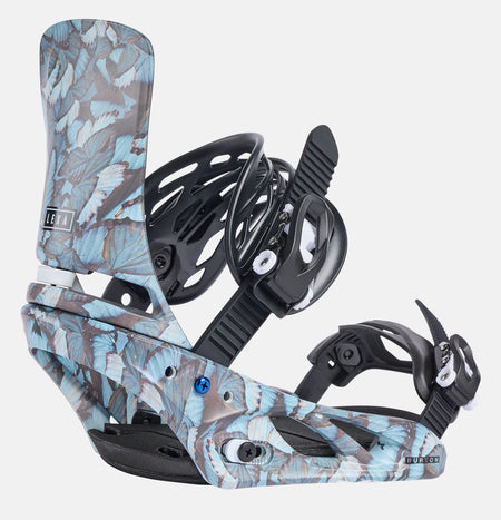 Burton Lexa Snowboard Bindings Womens 2025 Blue Buterflies - Elevation107