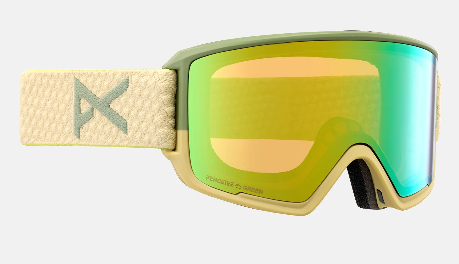 Anon M3 Goggles & MFI Face Mask & Spare Lens Low Bridge Fit Mushroom / Perceive Variable Green Lens - Elevation107