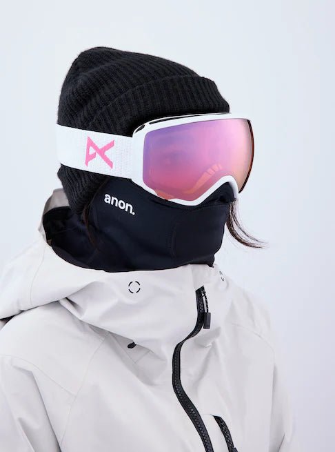 Anon WM1 Goggles & MFI Face Mask & Spare Lens Low Bridge Fit White/ Perceive Cloudy Pink Lens - Elevation107
