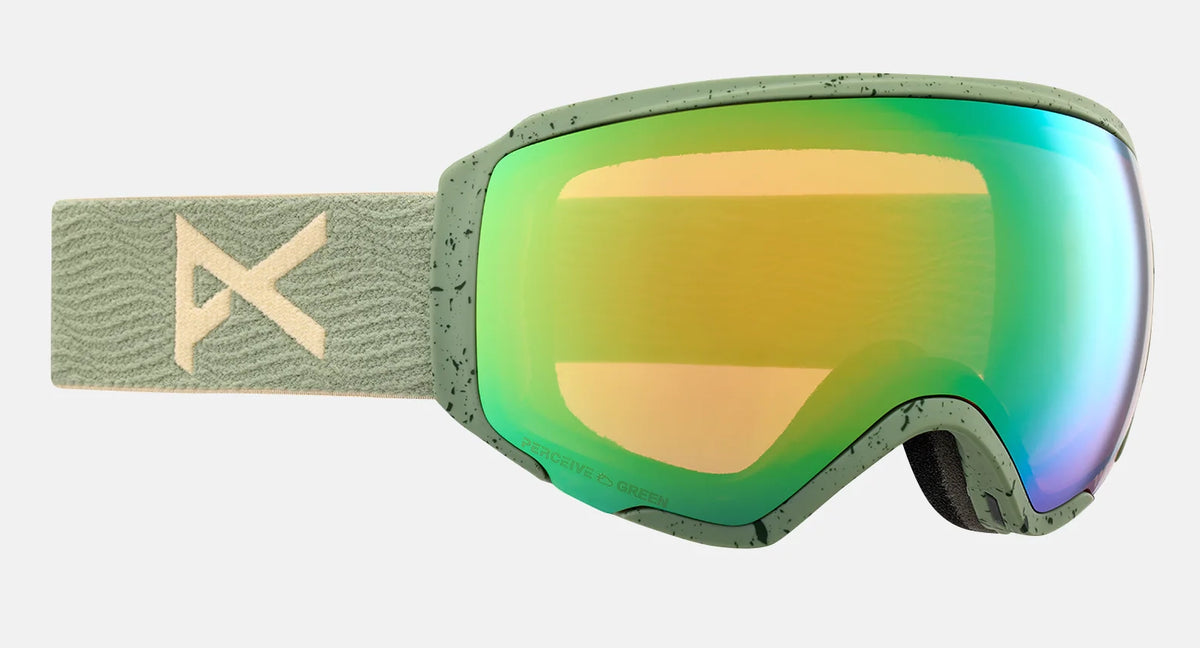 Anon WM1 Goggles & MFI Face Mask & Spare Lens Low Bridge Fit Hedge / Perceive Variable Green Lens - Elevation107