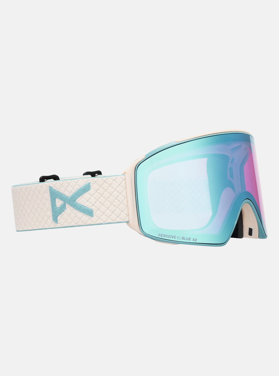 Anon M4 (Cylindrical) Goggles & MFI Face Mask & Spare Lens 2026 - Oat / Perceive Variable Blue Lens - Low Bridge Fit