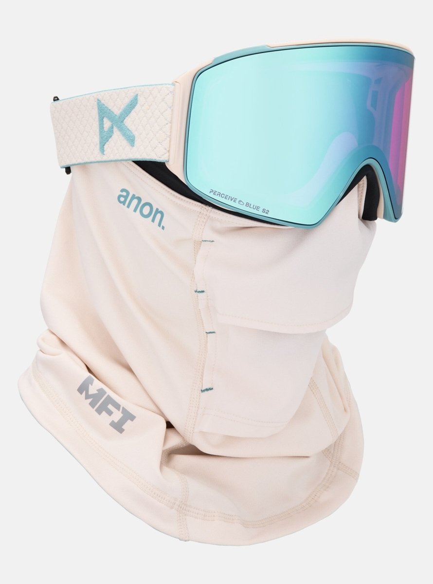 Anon M4 (Cylindrical) Goggles & MFI Face Mask & Spare Lens 2026 - Oat / Perceive Variable Blue Lens - Elevation107