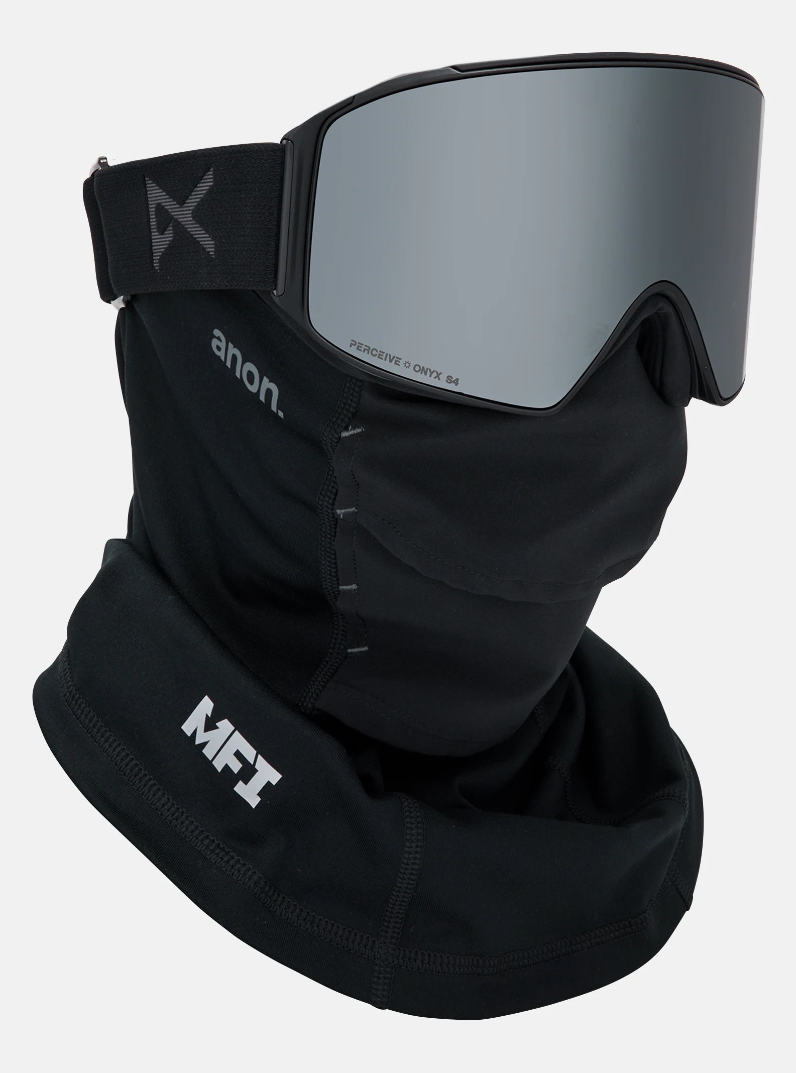 Anon M4 (Cylindrical) Goggles & MFI Face Mask & Spare Lens - Smoke / Perceive Sunny Onyx Lens - Low Bridge Fit - Elevation107