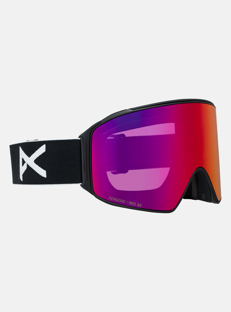 Anon M4 (Cylindrical) Goggles & MFI Face Mask & Spare Lens - Black / Perceive Sunny Red Lens - Elevation107