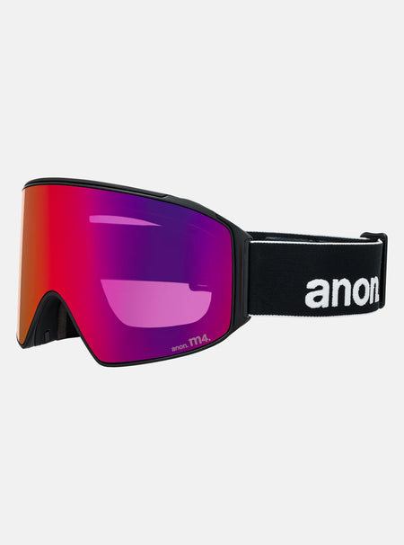 Anon M4 (Cylindrical) Goggles & MFI Face Mask & Spare Lens - Black / Perceive Sunny Red Lens - Elevation107