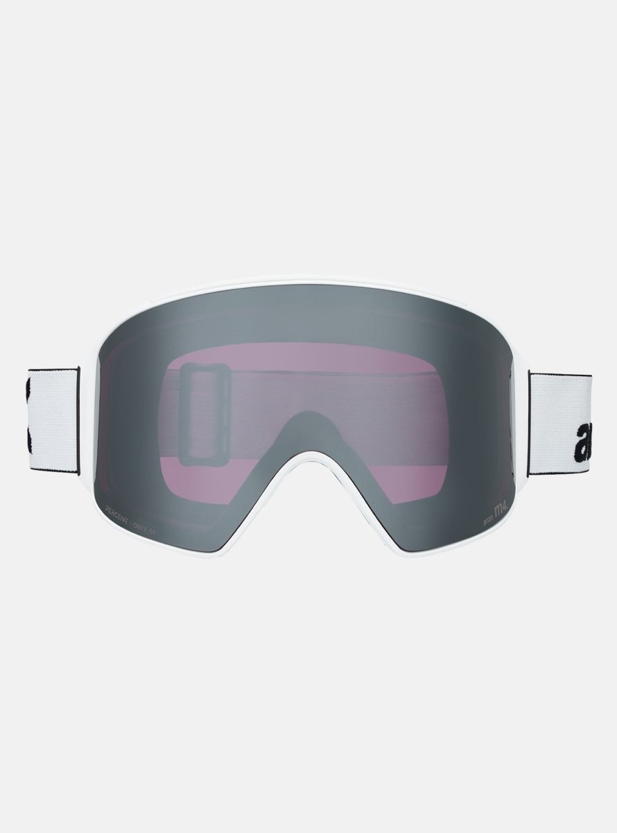 Anon M4 (Cylindrical) Goggles & MFI Face Mask & Spare Lens - White / Perceive Sunny Onyx Lens - Low Bridge Fit - Elevation107