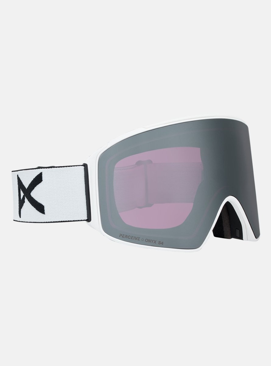 Anon M4 (Cylindrical) Goggles & MFI Face Mask & Spare Lens - White / Perceive Sunny Onyx Lens - Elevation107