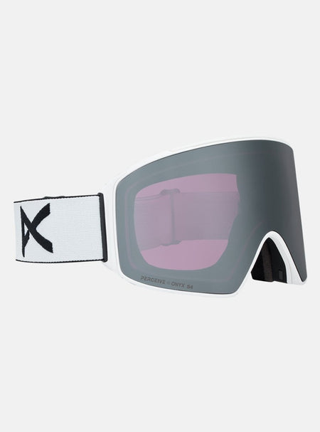 Anon M4 (Cylindrical) Goggles & MFI Face Mask & Spare Lens - White / Perceive Sunny Onyx Lens - Elevation107