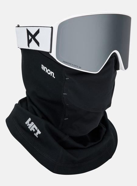 Anon M4 (Cylindrical) Goggles & MFI Face Mask & Spare Lens - White / Perceive Sunny Onyx Lens - Low Bridge Fit - Elevation107