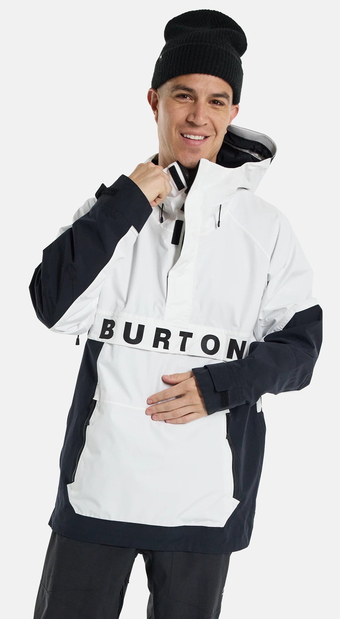 Burton Frostner Anorak Jacket Mens Stout White / Black - Elevation107