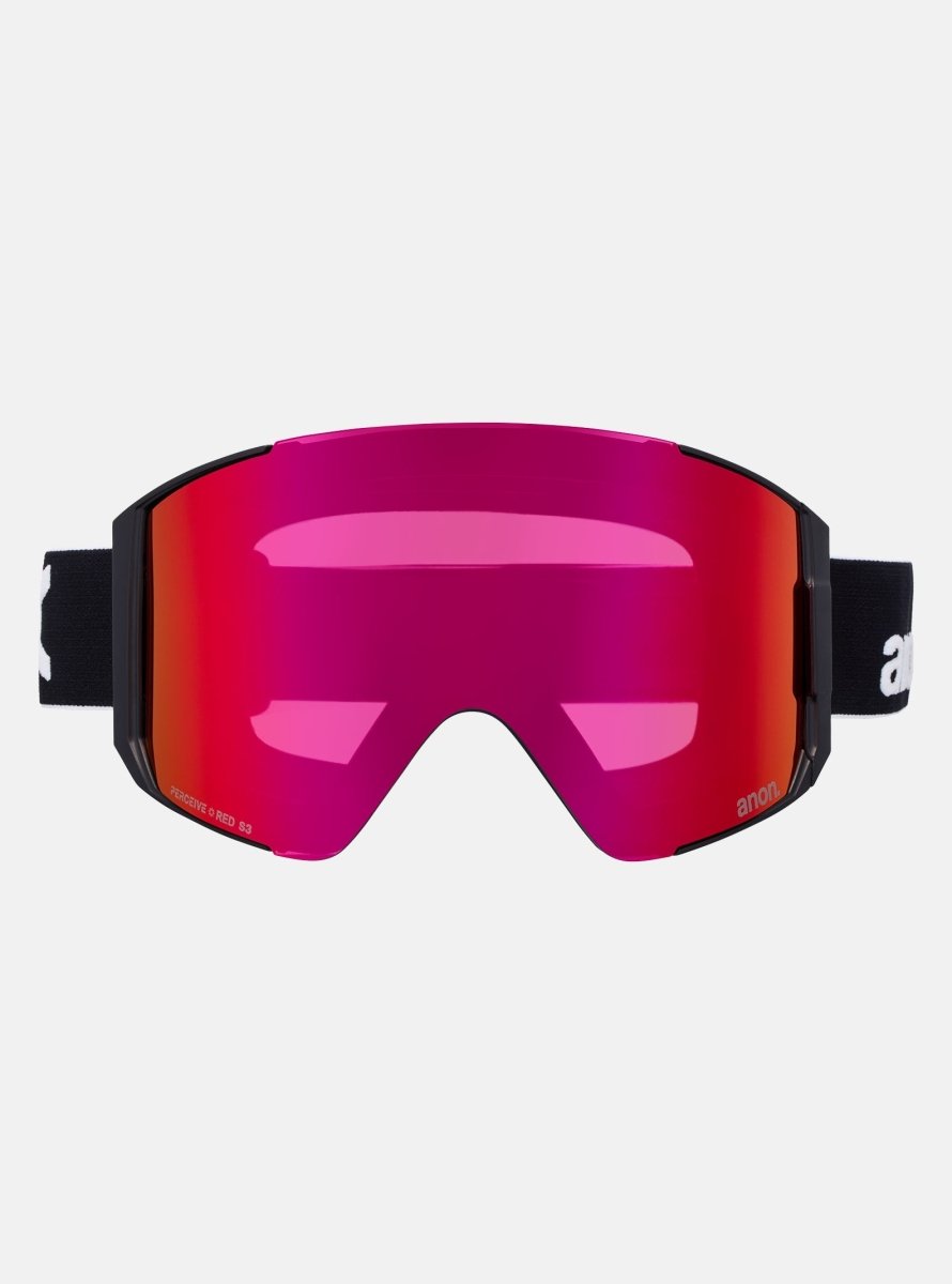 Anon Sync Goggles & MFI Face Mask & Spare Lens - Black / Perceive Sunny Red Lens - Low Bridge Fit - Elevation107