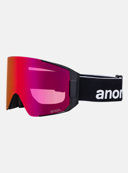 Anon Sync Goggles & MFI Face Mask & Spare Lens - Black / Perceive Sunny Red Lens - Low Bridge Fit - Elevation107