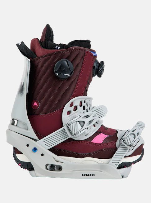 Burton Lexa X EST Snowboard Bindings Womens Grey / Logo - Elevation107