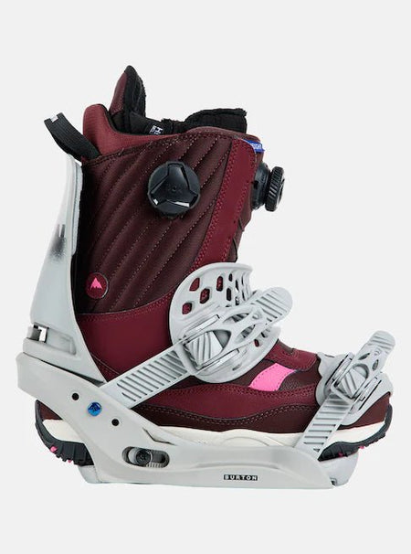 Burton Lexa X EST Snowboard Bindings Womens Grey / Logo - Elevation107