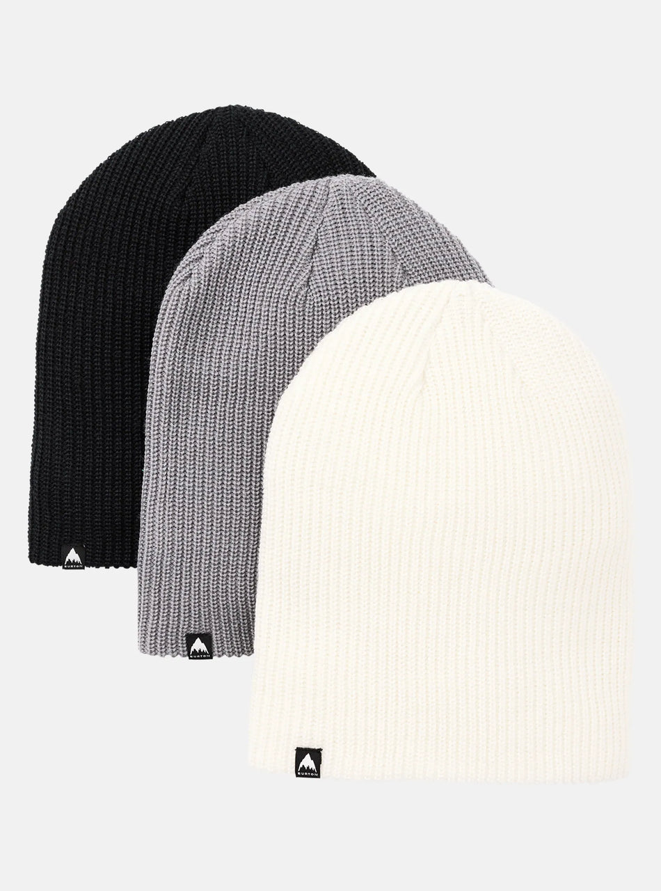 Burton Recycled DND Beanie 3 Pack 2026 Black / Sharkskin / Stout White - Elevation107