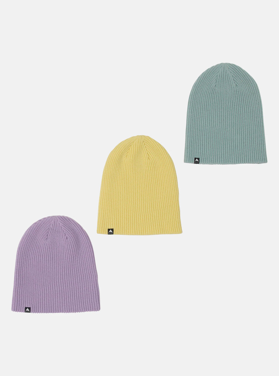 Burton Recycled DND Beanie 3 Pack 2026 Washed Lavender / Light Teal / Glow Yellow Green - Elevation107