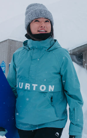 Burton Frostner Anorak Jacket Womens 2024 Rock Lichen / Stout White