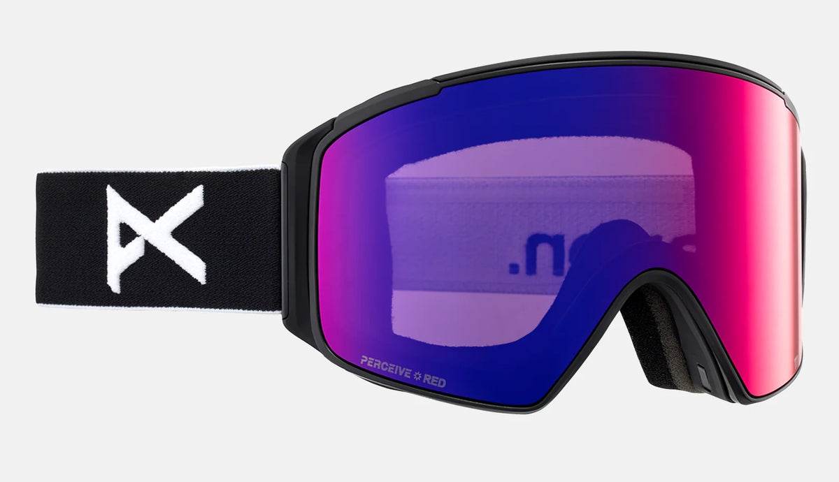 Anon M4S Cylindrical Goggles & MFI Face Mask & Spare Lens Black / Perceive Sun Red Lens - Elevation107
