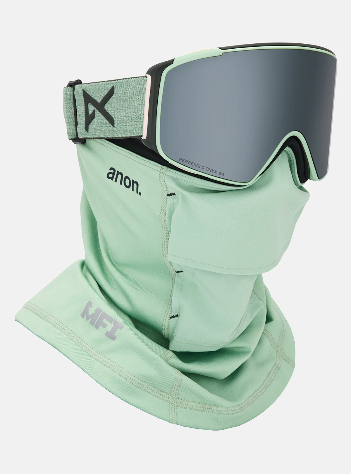 Anon M4S (Cylindrical) Goggles & MFI Face Mask & Spare Lens - Soft Sage / Perceive Sunny Onyx Lens - Elevation107