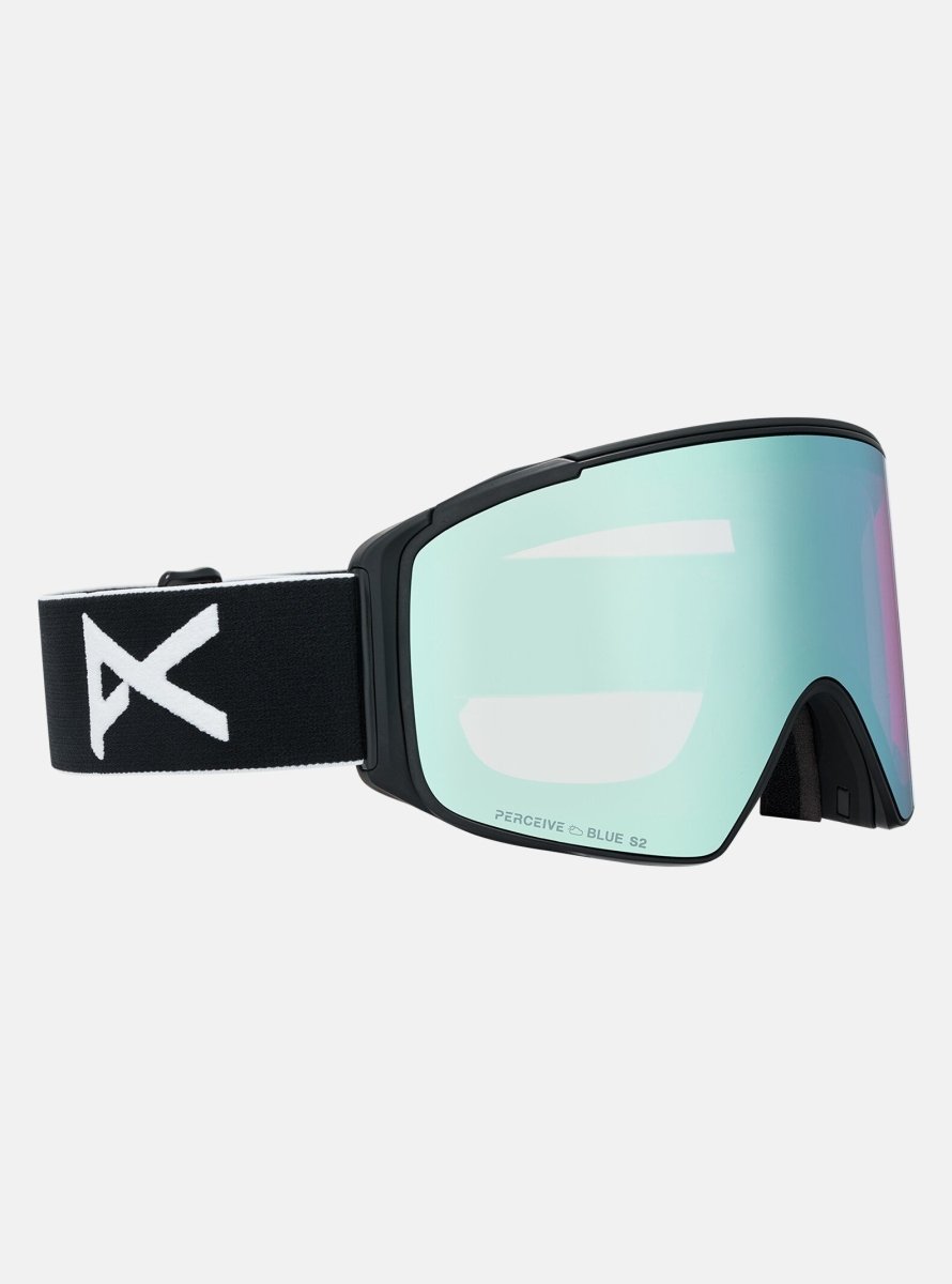 Anon M4S (Cylindrical) Goggles & MFI Face Mask & Spare Lens - Black / Perceive Variable Blue Lens - Low Bridge Fit - Elevation107