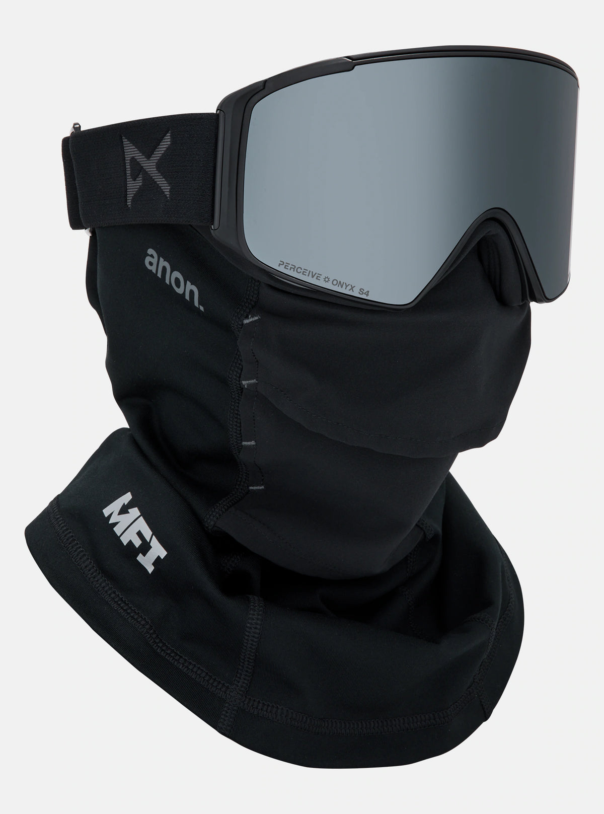 Anon M4S (Cylindrical) Goggles & MFI Face Mask & Spare Lens - Smoke / Perceive Sunny Onyx Lens - Low Bridge Fit - Elevation107