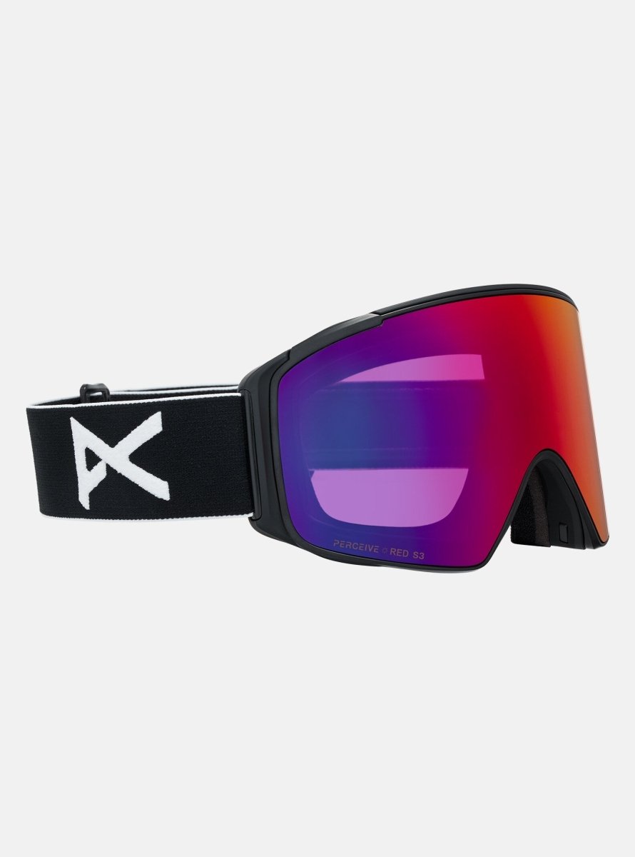 Anon M4S (Cylindrical) Goggles & MFI Face Mask & Spare Lens - Black / Perceive Sunny Red Lens - Elevation107