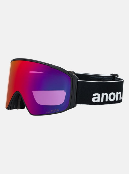 Anon M4S (Cylindrical) Goggles & MFI Face Mask & Spare Lens - Black / Perceive Sunny Red Lens - Low Bridge Fit - Elevation107
