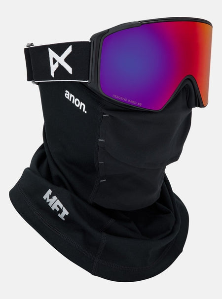 Anon M4S (Cylindrical) Goggles & MFI Face Mask & Spare Lens - Black / Perceive Sunny Red Lens - Elevation107