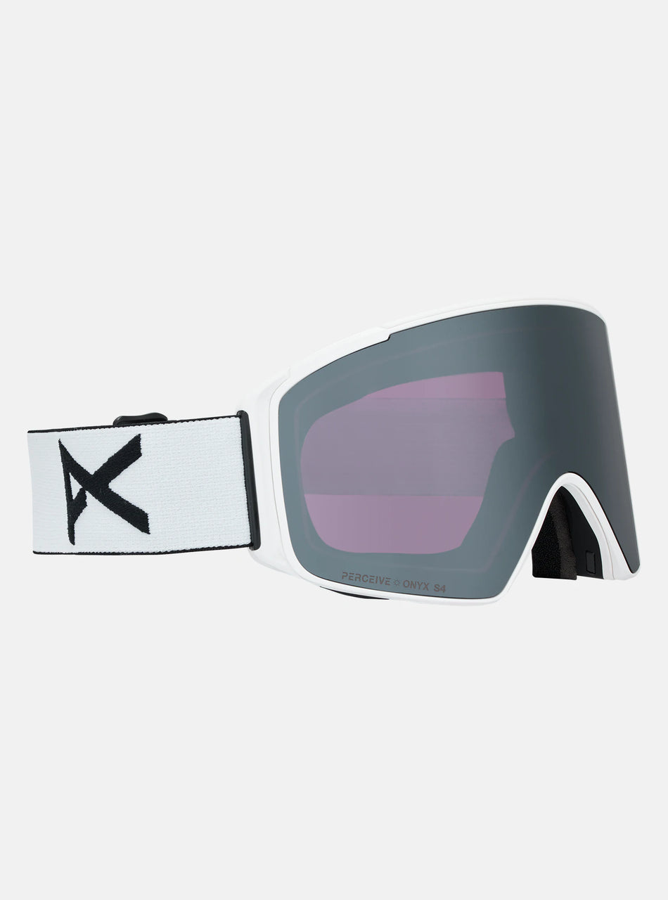 Anon M4S (Cylindrical) Goggles & MFI Face Mask & Spare Lens - White / Perceive Sunny Onyx Lens - Elevation107