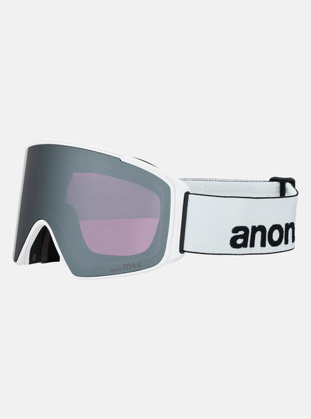Anon M4S (Cylindrical) Goggles & MFI Face Mask & Spare Lens - White / Perceive Sunny Onyx Lens - Low Bridge Fit - Elevation107