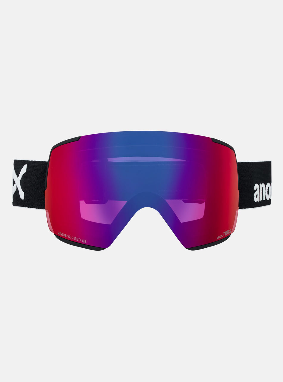 Anon M5S Goggles & MFI Face Mask & Spare Lens 2026 - Black / Perceive Sunny Red Lens - Low Bridge Fit