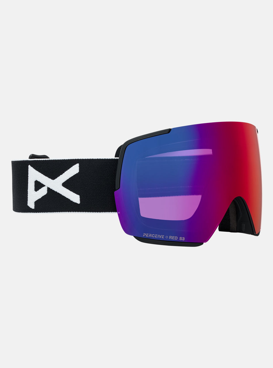 Anon M5S Goggles & MFI Face Mask & Spare Lens 2026 - Black / Perceive Sunny Red Lens - Low Bridge Fit