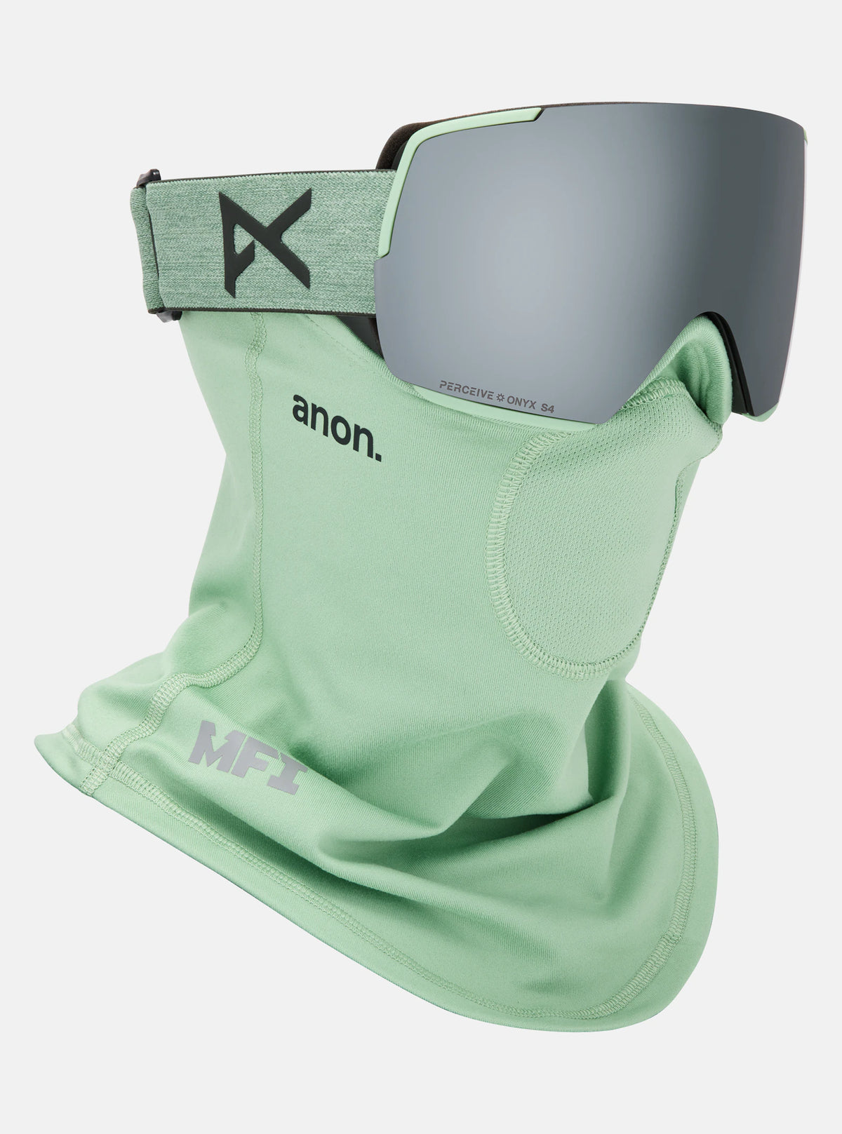 Anon M5S Goggles & MFI Face Mask & Spare Lens - Soft Sage / Perceive Sunny Onyx Lens - Elevation107