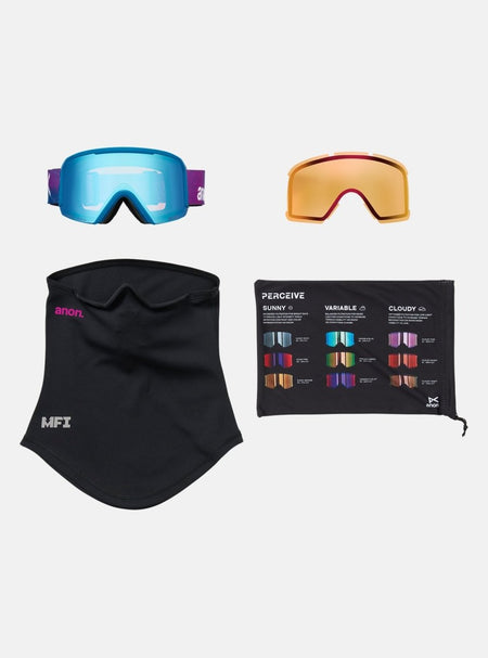 Anon Nesa Goggles & Spare Lens - Pink Denim / Perceive Variable Blue Lens - Low Bridge Fit - Elevation107