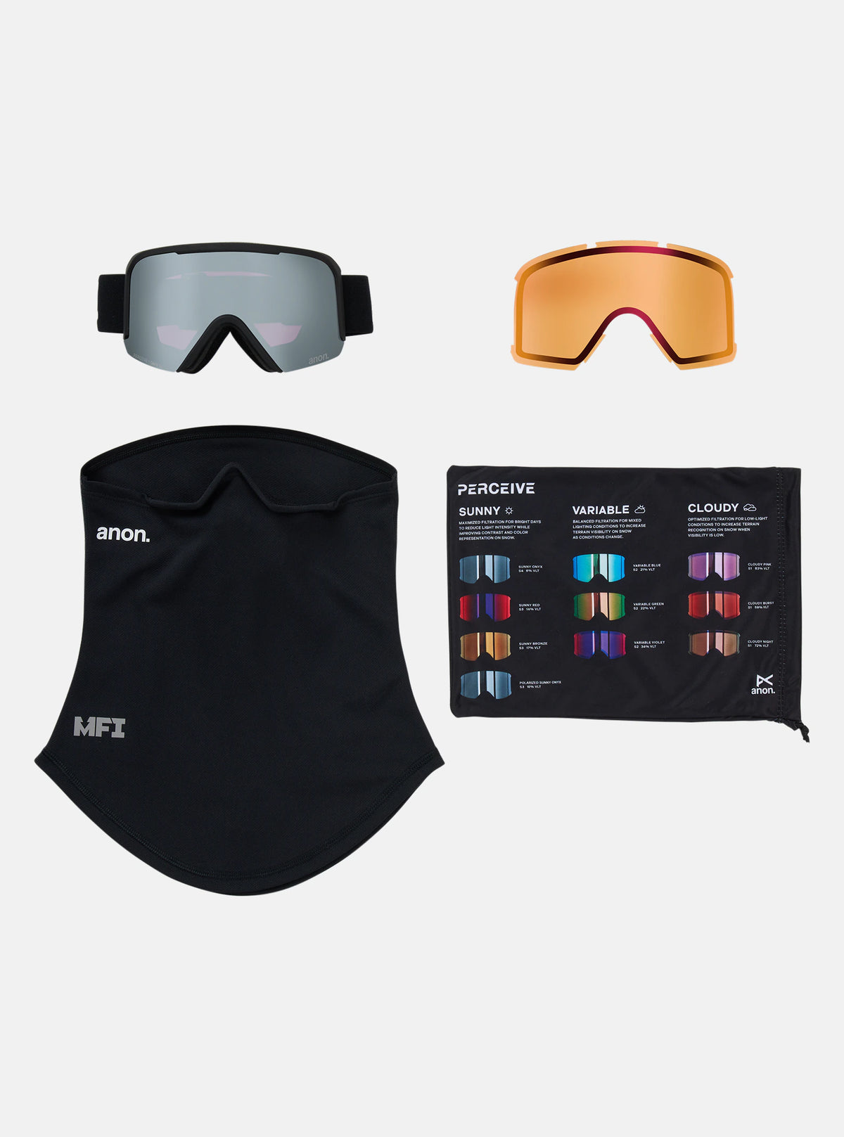 Anon Nesa Goggles & Spare Lens - Smoke / Perceive Sunny Onyx Lens - Elevation107