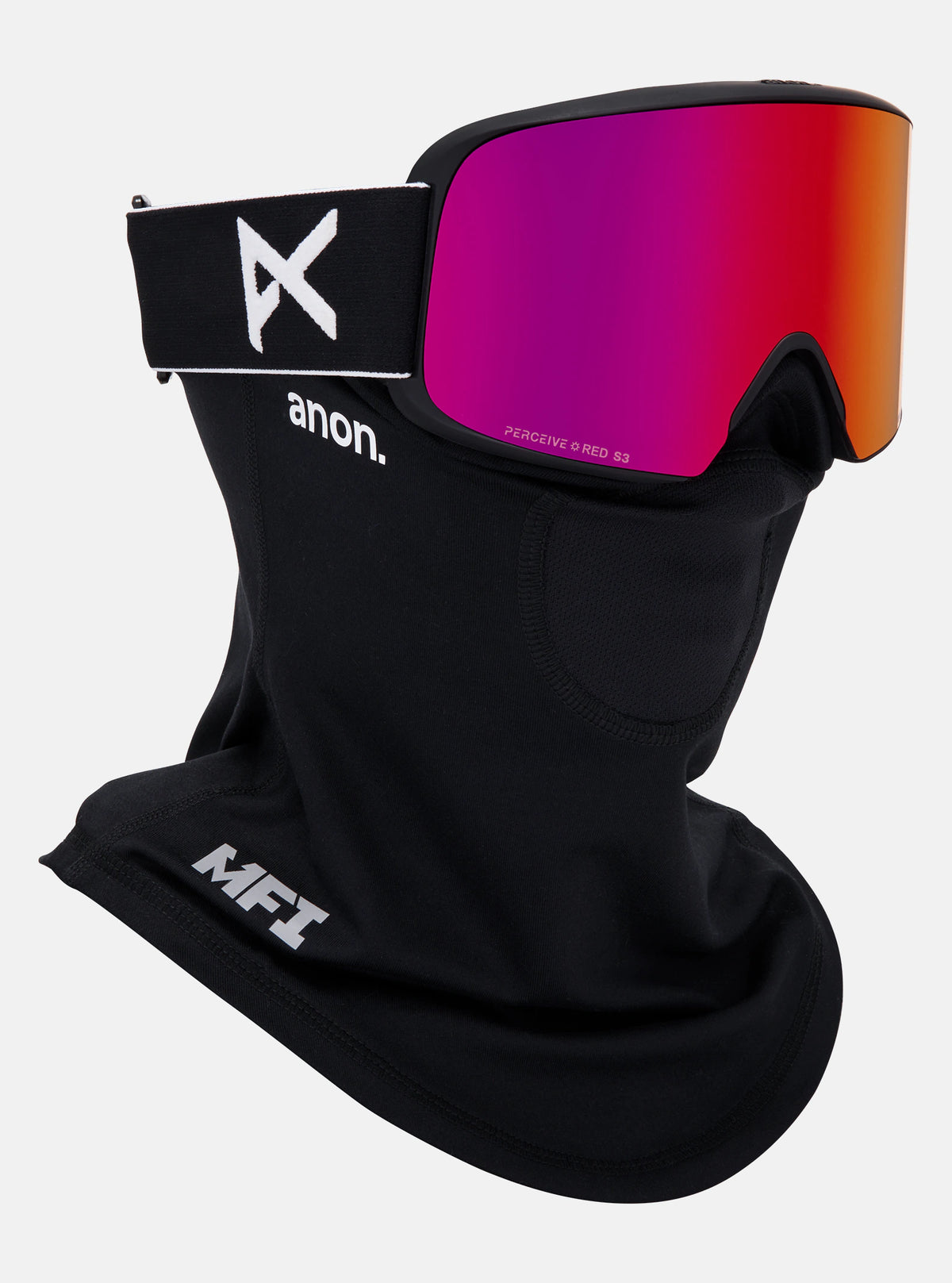 Anon M6 Goggles & MFI Face Mask & Spare Lens - Black / Perceive Sunny Red Lens - Elevation107