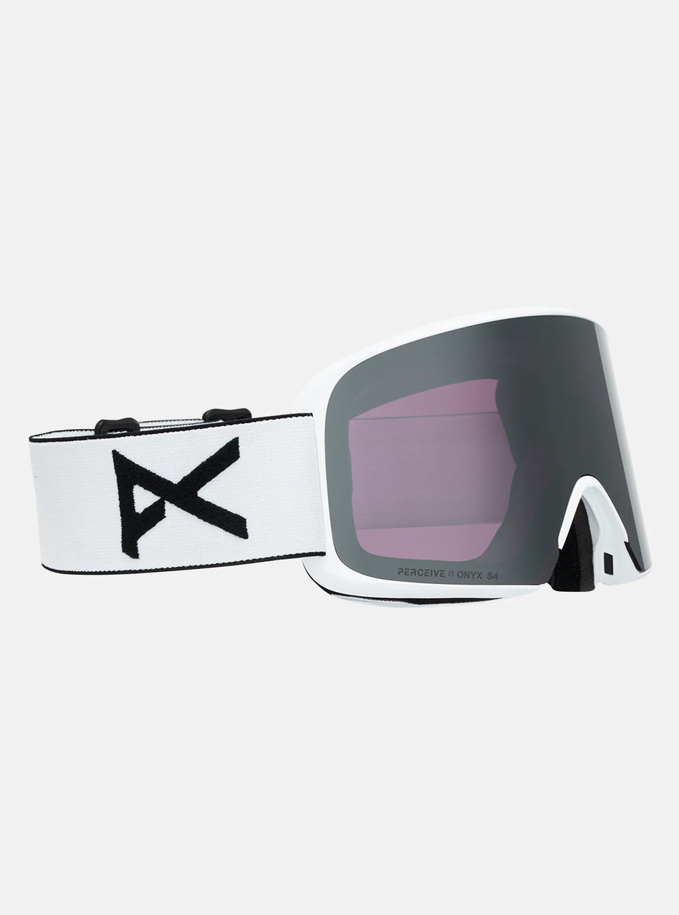 Anon M6 Goggles & MFI Face Mask & Spare Lens - White / Perceive Sunny Onyx Lens - Low Bridge Fit - Elevation107