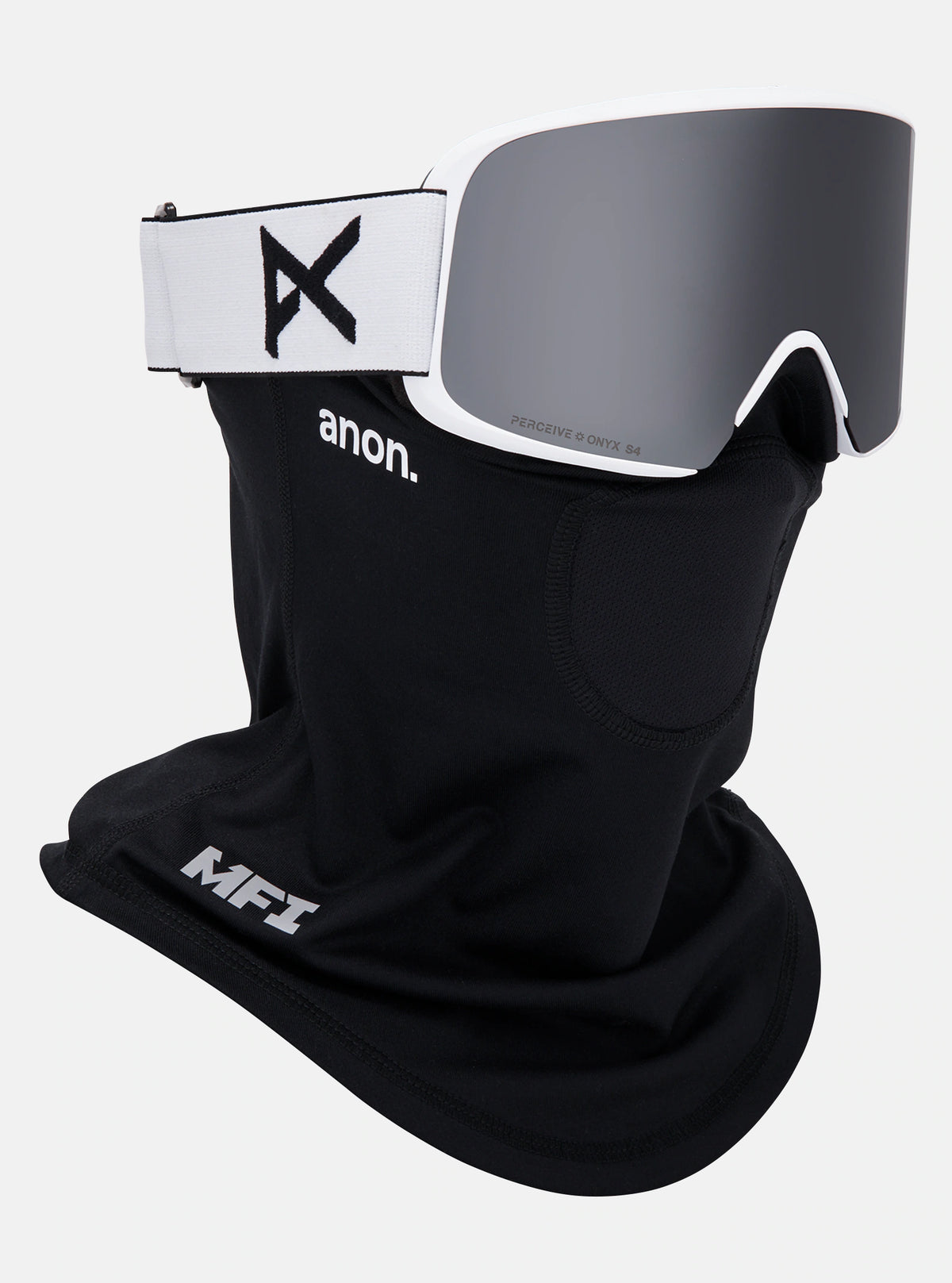 Anon M6 Goggles & MFI Face Mask & Spare Lens - White / Perceive Sunny Onyx Lens - Low Bridge Fit - Elevation107