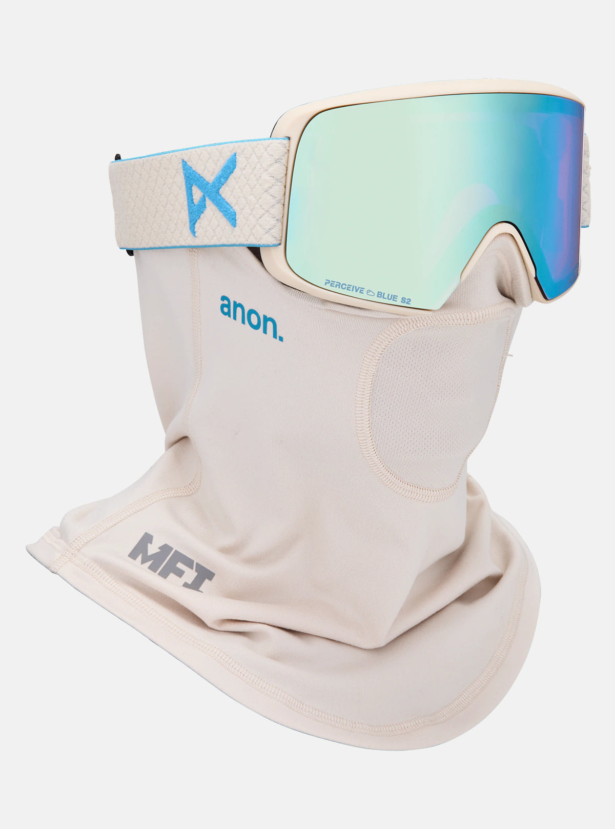 Anon M6S Goggles & MFI Face Mask & Spare Lens - Oat / Perceive Variable Blue Lens - Elevation107