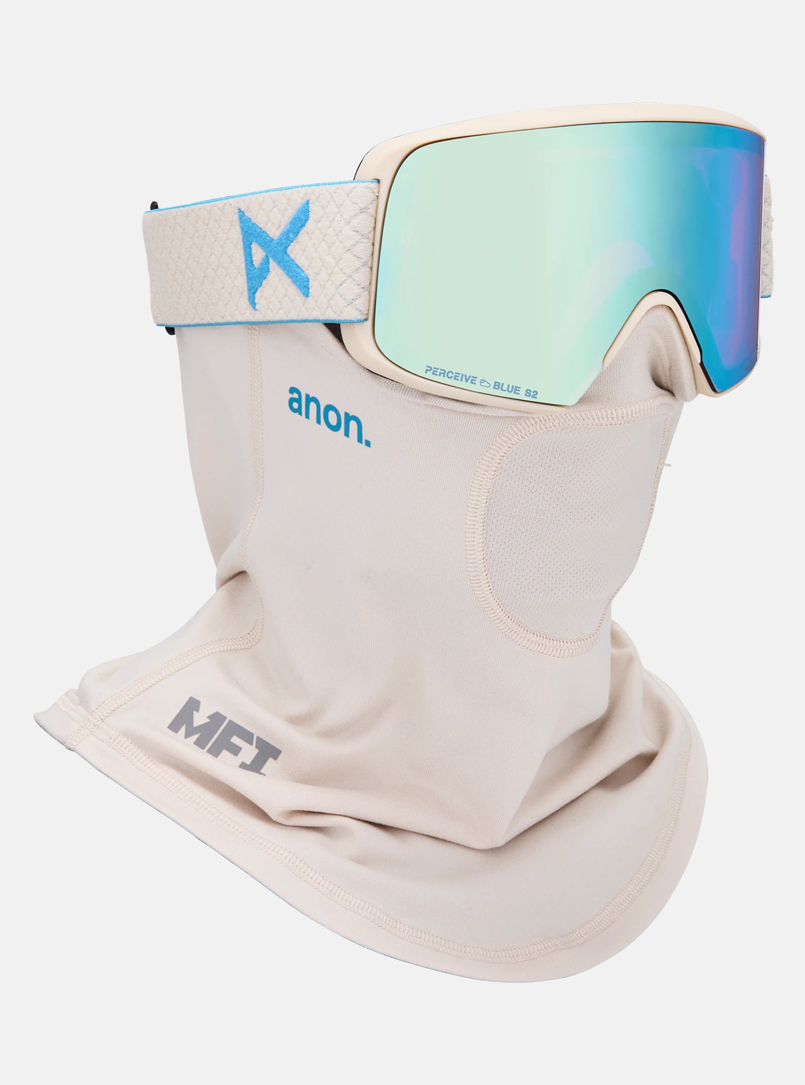 Anon M6S Goggles & MFI Face Mask & Spare Lens - Oat / Perceive Variable Blue Lens - Elevation107
