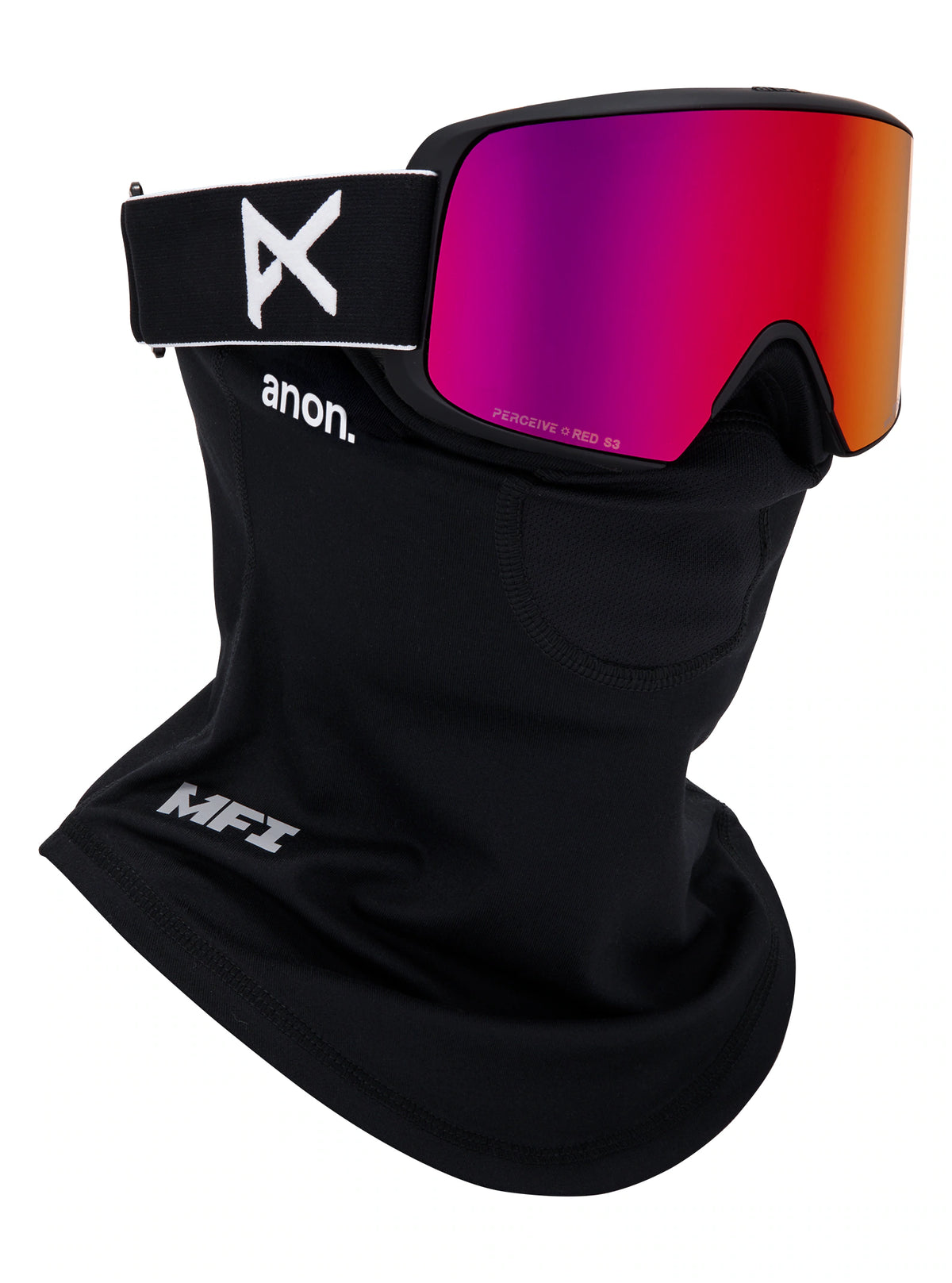 Anon M6S Goggles & MFI Face Mask & Spare Lens - Black / Perceive Sunny Red Lens - Elevation107