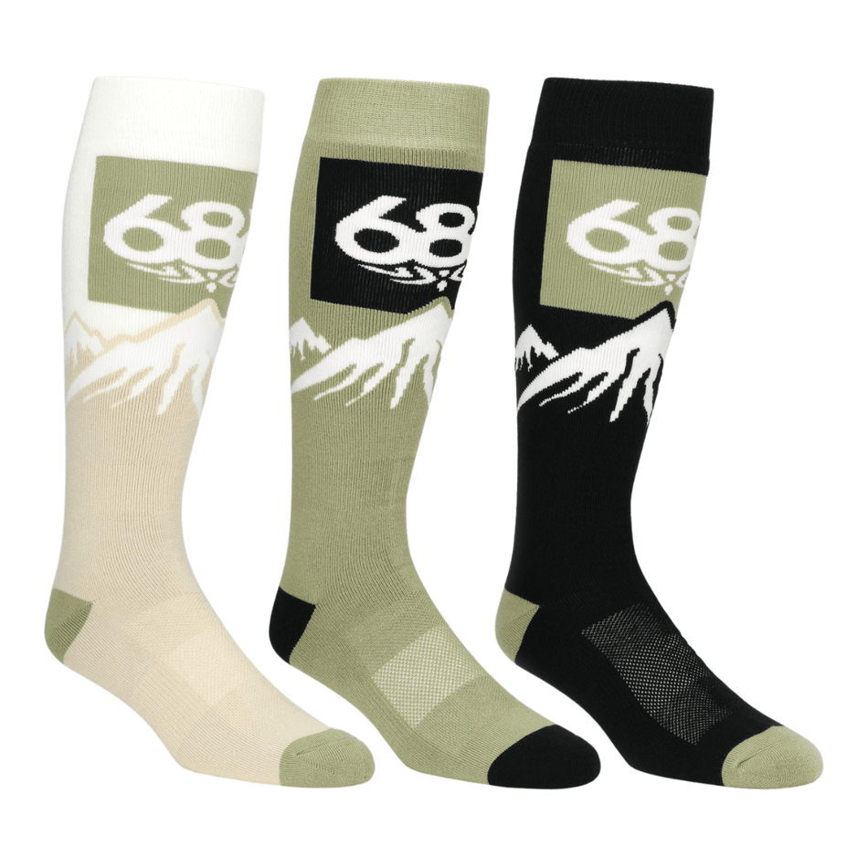 686 Snow Caps Socks 3 Pack 2026 Multi - Elevation107