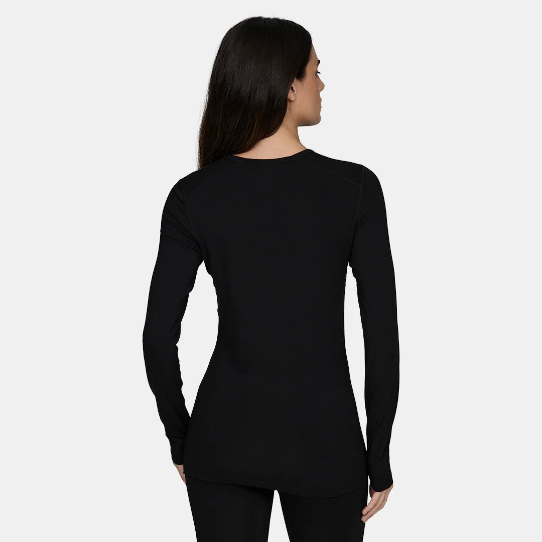 Le Bent Midweight Crew Womens Base Layer Black - Elevation107