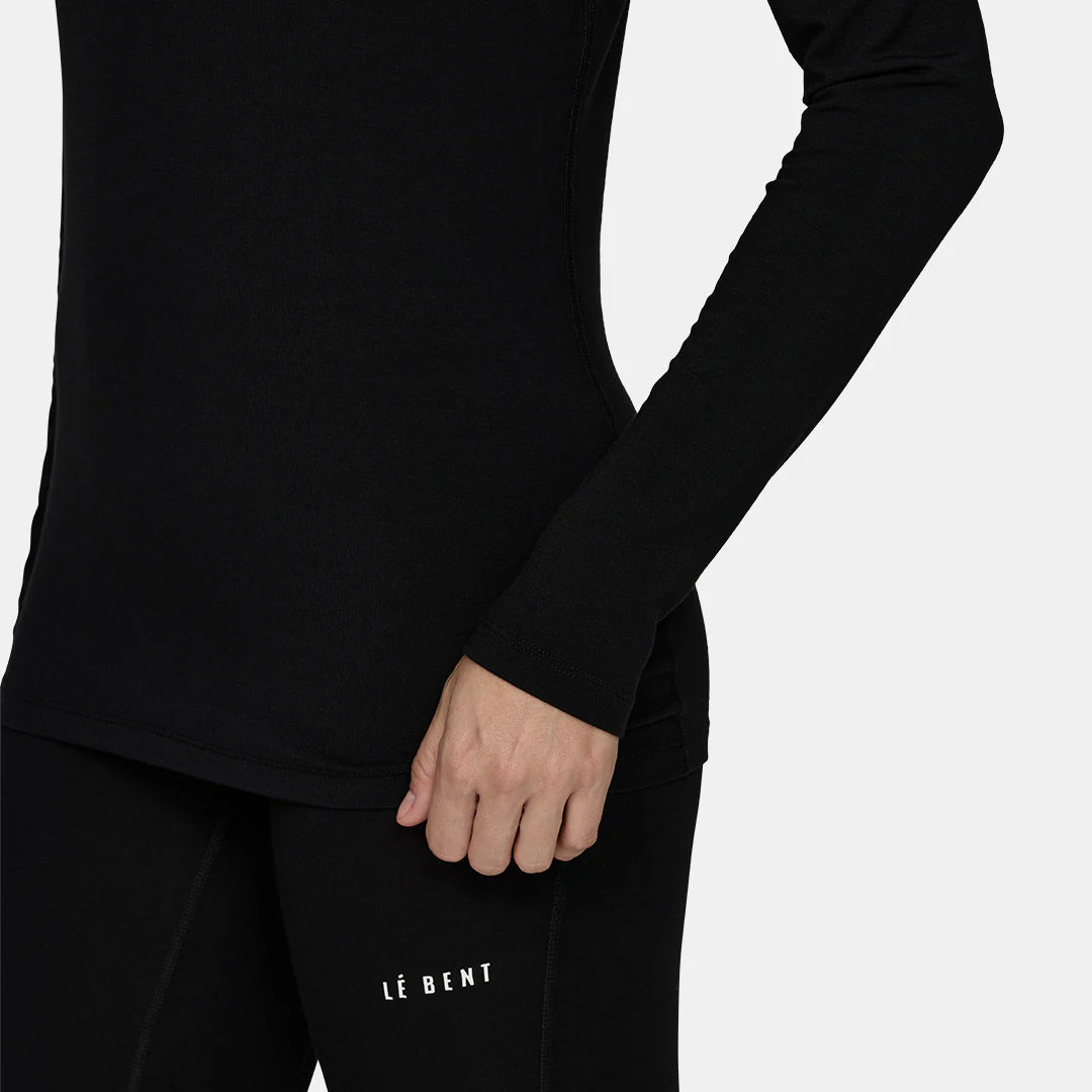 Le Bent Midweight Crew Womens Base Layer Black - Elevation107
