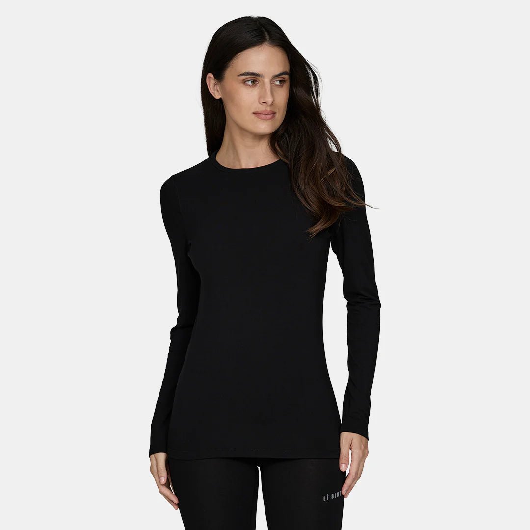 Le Bent Midweight Crew Womens Base Layer Black - Elevation107
