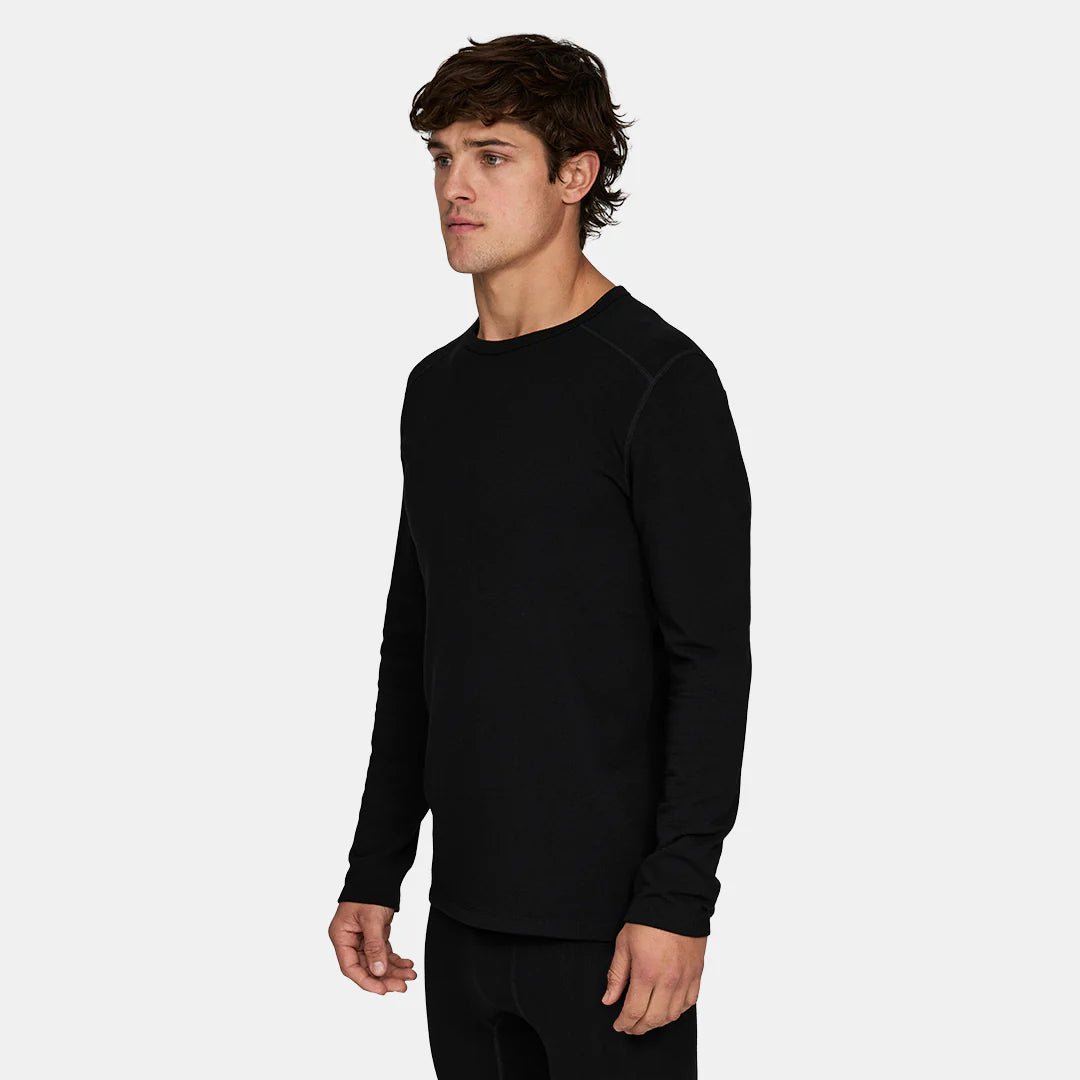 Le Bent Heavyweight Grid Fleece Crew Mens Base Layer Black - Elevation107