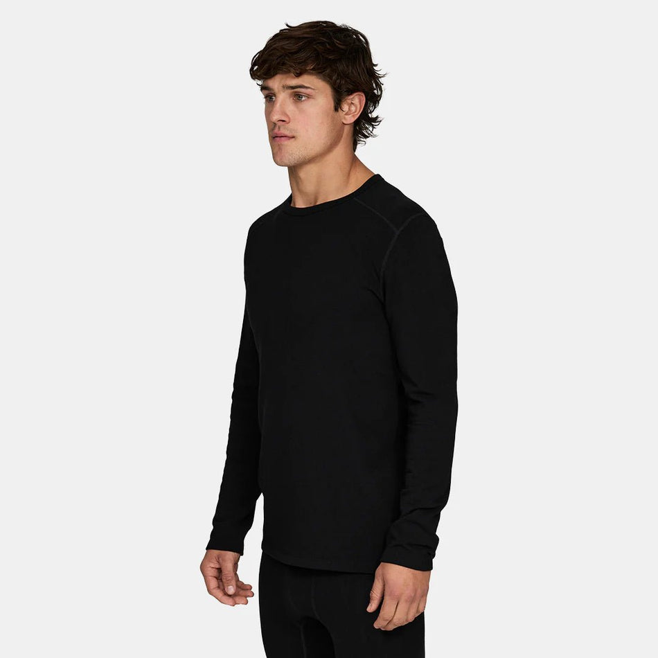 Le Bent Heavyweight Grid Fleece Crew Mens Base Layer Black - Elevation107